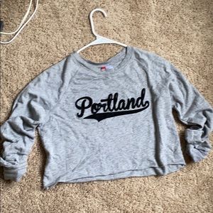 Long sleeve ‘Portland’ logo crop top